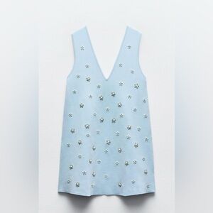 Beaded jewel knit mini dress